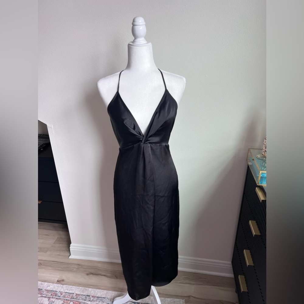 Express NWT black silk midi dress